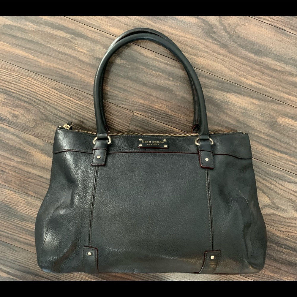 4x HP 🎉 Kate Spade Black Leather Bag Tote Purse 👜